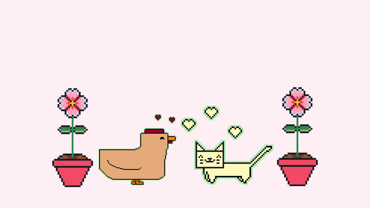 about us meet the team behind pixel haven aesthetic widgets featuring flower timer, coco the chicken, and cici the cat