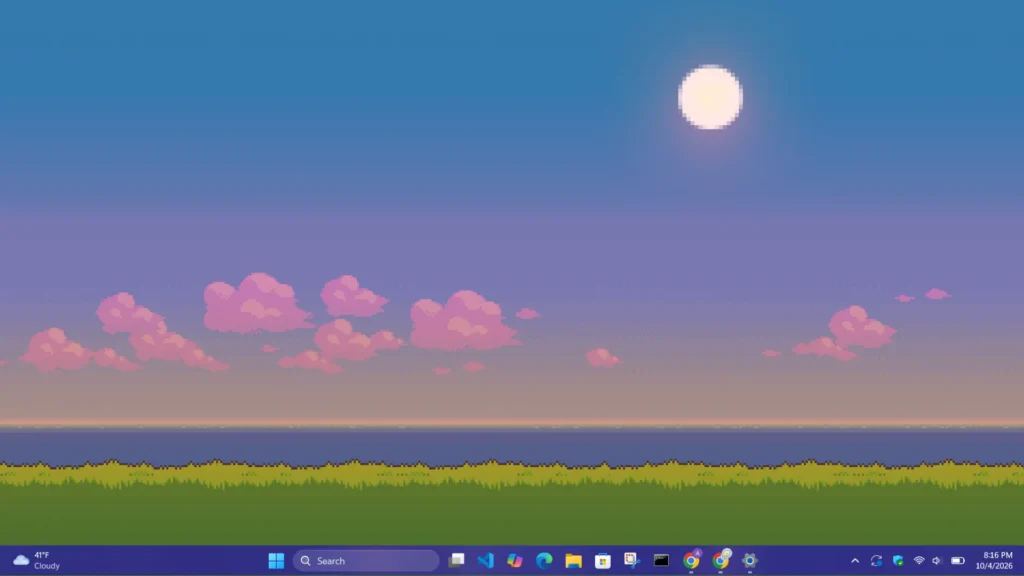 Clean Windows 11 desktop with icons hidden